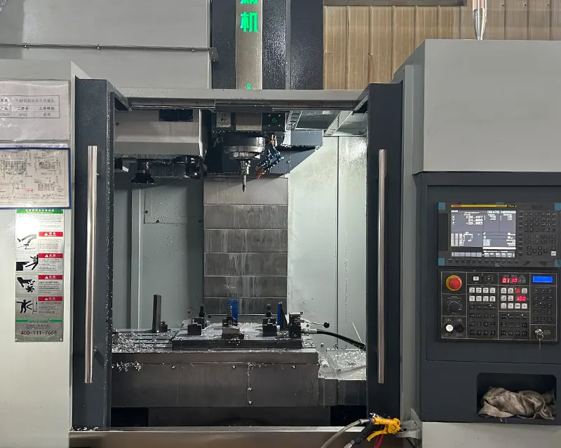 CNC multi-axis machining center in full operation