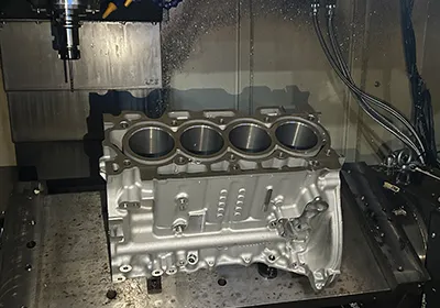 Engine block boring and honing operation