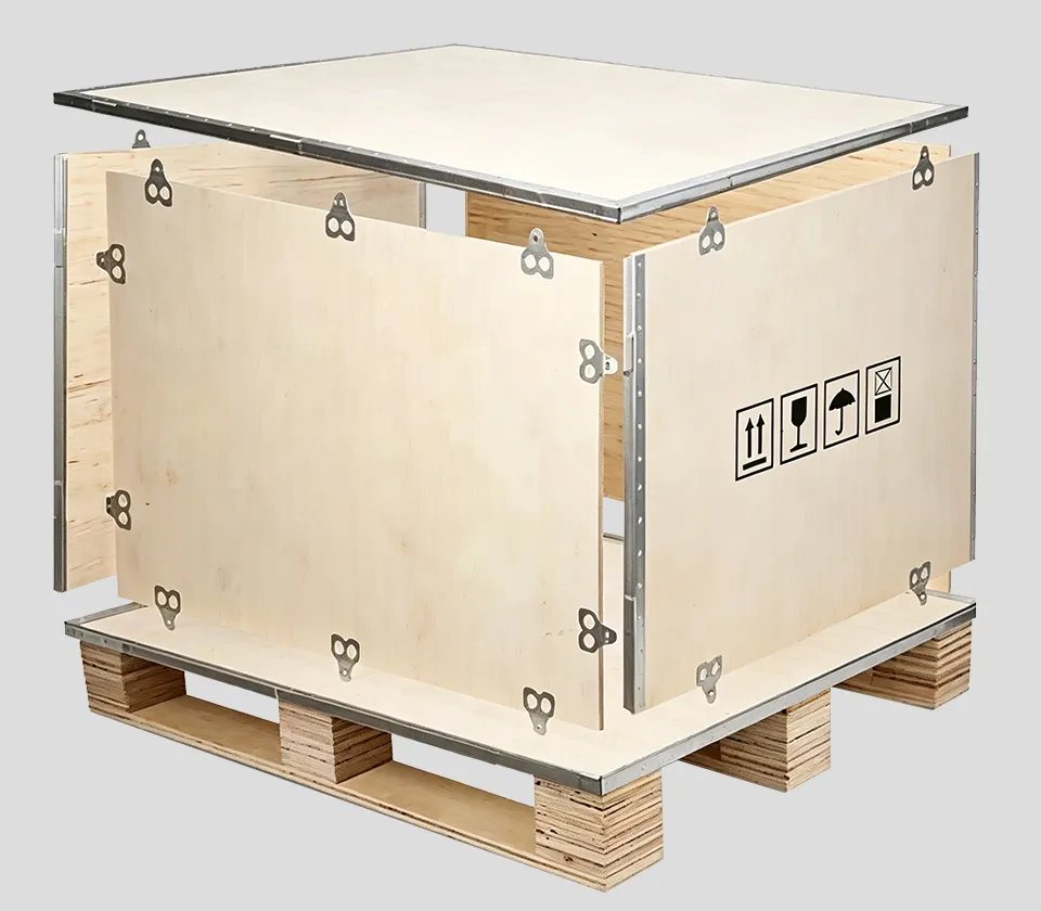 Fumigation-free wooden crate with engine assembly ready for export